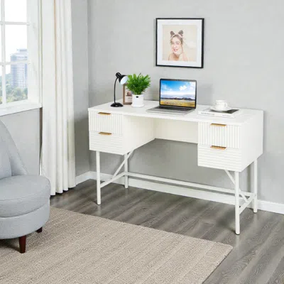 Hivvago Functional 48" Office Desk With 4 Built-in Drawers In White
