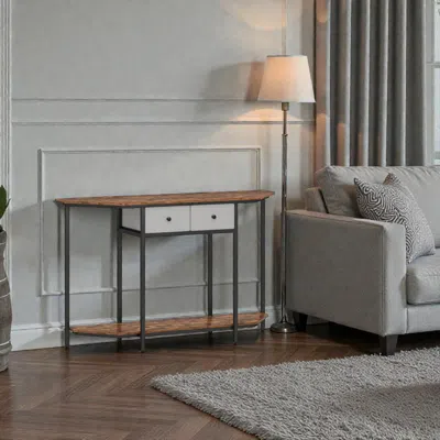 Hivvago Functional Living Room Table Featuring Two Drawers And Open Shelf In Brown