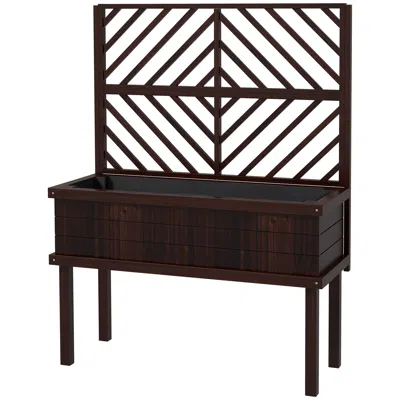 Hivvago Functional Wooden Garden Bed With Trellis In Black