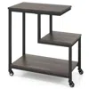 Hivvago G-shaped Side Table 3-tier Mobile End Table With Open Shelves