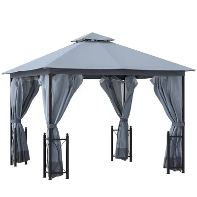 Hivvago Garden & Patio 13' X 11' Gazebo With Sidewalls In Gray