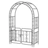 Hivvago Garden Arbor With Gate With Multiple Side Crossbars And 4 Sharp Ground Stakes-black