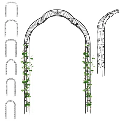 Hivvago Garden Arch Arbor Trellis For Climbing Plants Roses Vines-black