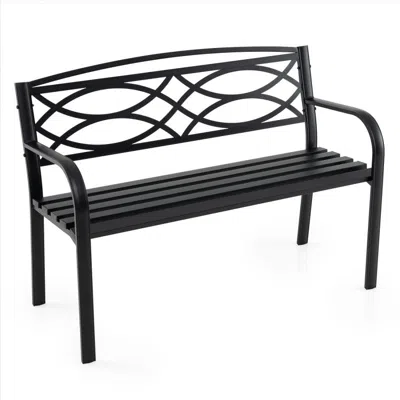 Hivvago Garden Bench With Curved Armrests And Backrest In Black