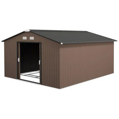 Hivvago Garden Metal Utility Shed For Tools & Bikes In Brown