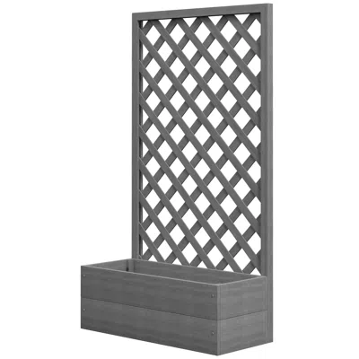 Hivvago Garden Planter Box With Trellis Lattice For Backyard Plants In Gray