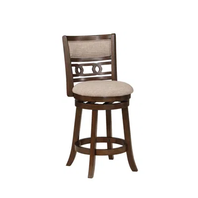 Hivvago Gary 24 Inch Swivel Counter Stool, Cushioned Seat, Open Back, Cherry Brown