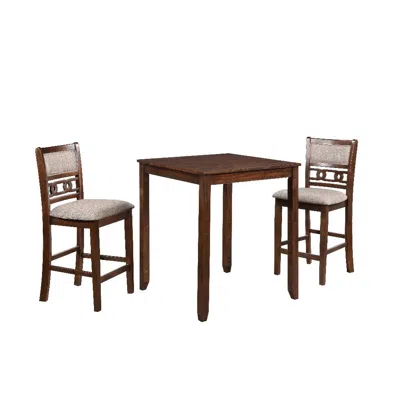 Hivvago Gary 3 Piece Counter Table Set, Cherry Brown