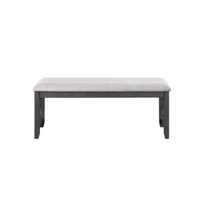 Hivvago Gary 46 Inch Wood Bench, Fabric Seat, Ebony Brown