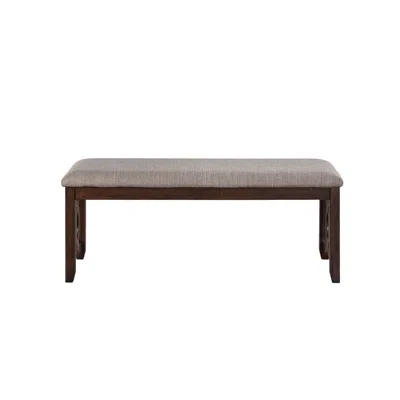 Hivvago Gary 46 Inch Wood Bench With Fabric Seat, Cherry Brown