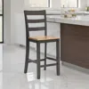 Hivvago Gasy Counter Height Chair Set Of 2, 24 Inch Dark Brown, Contoured Seat In Brown