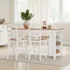 Hivvago Gasy Counter Height Dining Table, 60 Inch White Brown Mango Wood In White