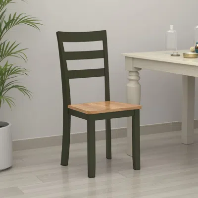 Hivvago Gasy Dining Side Chair Set Of 2, Dark Green Solid Wood, Contoured Seat