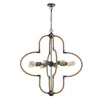 Hivvago Gemo 36 Inch Chandelier, Crossed Clover Design, Brass Black Metal