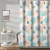 Hivvago Geo 72 Inch Shower Curtain, White Blue Polyester, Seashells And Ferns Print