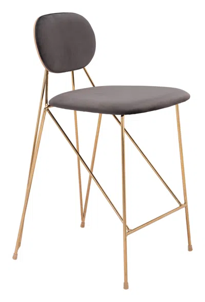 Hivvago Georges Counter Stool (set Of 2) Gray & Gold