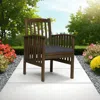 Hivvago Gerry Dining Chair, Slatted Back Outdoor Natural Brown Wood, Dark Gray