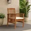 Hivvago Gerry Dining Chair, Traditional Slat Design Brown Acacia Wood, Beige Fabric