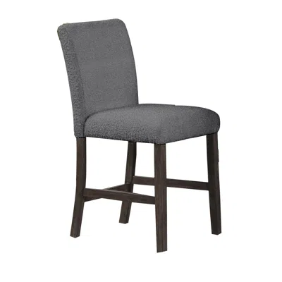 Hivvago Ghy 25 Inch Dining Side Chair Set Of 2, Gray Textured Upholstery, Brown