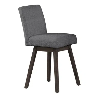 Hivvago Ghy 25 Inch Swivel Counter Chair Set Of 2, Gray Textured Upholstery, Brown