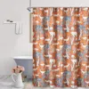 Hivvago Gin 72 Inch Shower Curtain, Fun Deer And Bears Print, Orange Microfiber In Multi
