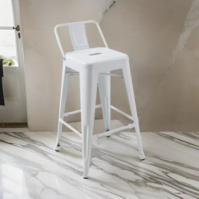 Hivvago Giri 26 Inch Counter Stool Chair, Footrest And Tapered Legs, White Metal