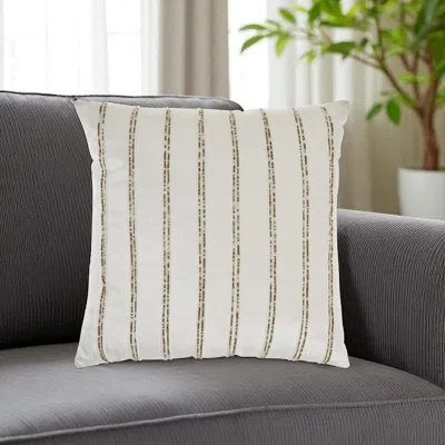 Hivvago Glam Ivory And Gold Accent Throw Pillow With Beaded Details In Neutral