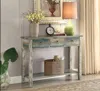 Hivvago Glancio Beautiful Console Table, Antique Oak & Teal Blue In Blue