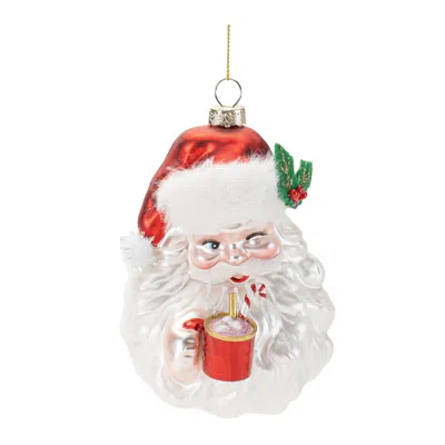 Hivvago Glass Santa With Hot Cocoa Ornament (set Of 6) In Multi