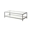 Hivvago Glass Top Coffee Table With Metal Frame And Open Shelf, Silver
