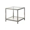 Hivvago Glass Top End Table With Metal Frame And Open Shelf, Nickel