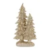 Hivvago Glittered Double Tree Figurines - Set Of 2 In Brown