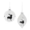 Hivvago Glittered Glass Deer Ornament (set Of 6) In White