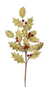 Hivvago Glittered Holly Spray (set Of 12) In Green