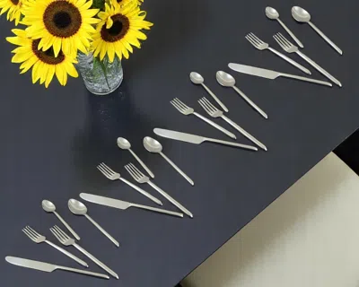 Hivvago Glossy Silver Stainless Steel Twenty Piece Hand Forged Flatware Set