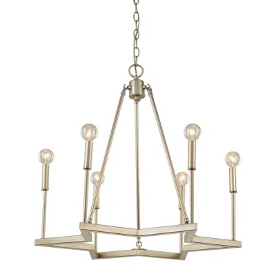 Hivvago Gold Candle Style Six Light Metal Dimmable Chandelier