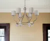 Hivvago Gold Candle Style Six Light Metal Dimmable Chandelier With White Shades In White