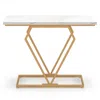 Hivvago Gold Console Table With Diamond Shape Geometric Frame-white