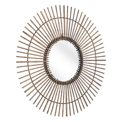Hivvago Gold Tribal Round Mirror In Brown
