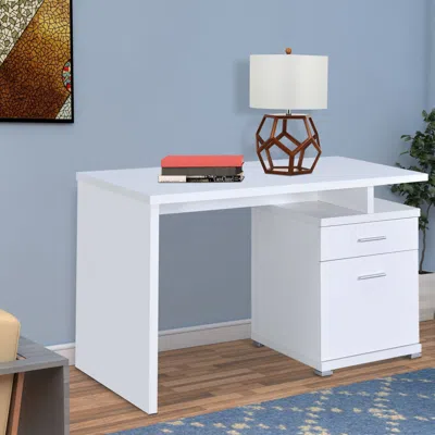 Hivvago Gorgeous White Wooden Desk With Cabinet