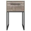 Hivvago Grace 20 Inch Modern Nightstand, Metal Base, 1 Drawer, Whitewashed Wood In Gray