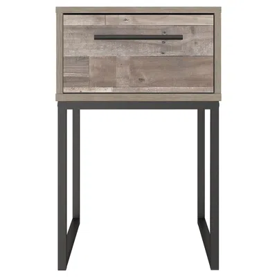 Hivvago Grace 20 Inch Modern Nightstand, Metal Base, 1 Drawer, Whitewashed Wood In Gray