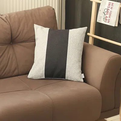 Hivvago Gray And Black Centered Strap Throw Pillow