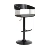 Hivvago Gray And Black Faux Leather With Metal Swivel Adjustable Height Bar Chair In Black