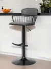 Hivvago Gray And Black Faux Leather With Metal Swivel Low Back Adjustable Height Bar Chair In Gray