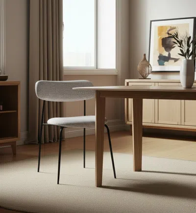 Hivvago Gray And Black Upholstered Fabric And Metal Open Back Dining Side Chair
