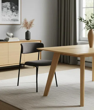 Hivvago Gray And Black Upholstered Fabric And Metal Open Back Dining Side Chair In Brown