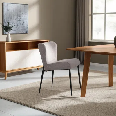 Hivvago Gray And Black Upholstered Fabric And Metal Wing Back Dining Side Chair