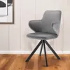 Hivvago Gray And Black Upholstered Velvet Dining Arm Chair In Gray