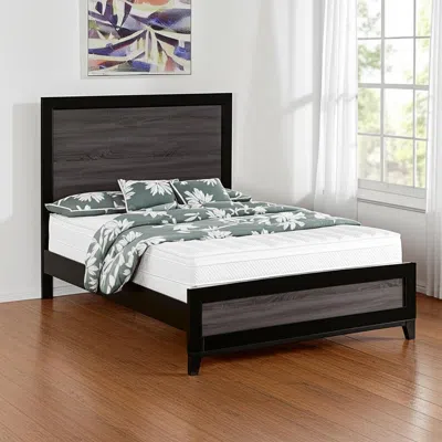 Hivvago Gray And Black Wood King Bed Frame